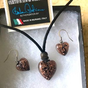 Murano glass necklace/earring set (3 piece)
